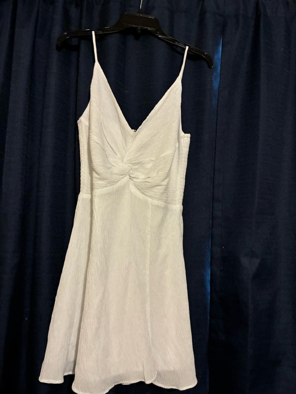 Abercrombie & Fitch Cream Twist-Front Spaghetti-Strap Mini Dress